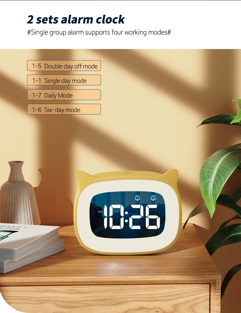 Music LED Digital Alarm Clock with Voice Control and Night Light: 1200mAh Battery Home Table Decoration Desktop Clock 5 kf S4f8a18c874244f919da79a4ba0cd4ad2g