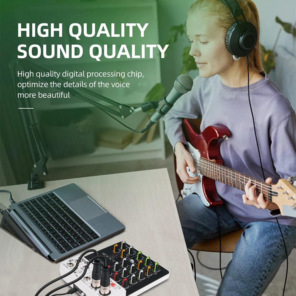 Debra V4 4-Channel Audio Mixer with Bluetooth Recording, 48V Phantom Power, Delay, Repeat, and Effect Features for PC 11 kf S53847de95eec40b9856729dbb8e18744b