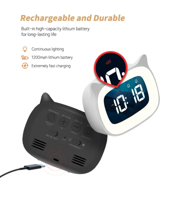 kf-S67defdda607b4b20bb0170aba89740e1p Music LED Digital Alarm Clock with Voice Control and Night Light: 1200mAh Battery Home Table Decoration Desktop Clock