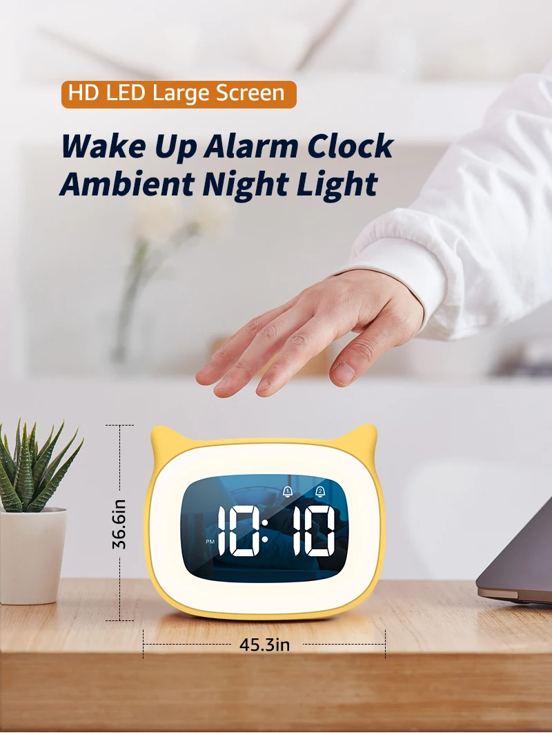 Music LED Digital Alarm Clock with Voice Control and Night Light: 1200mAh Battery Home Table Decoration Desktop Clock 2 kf S6895bcab92e84c408c17678b3413afb2C