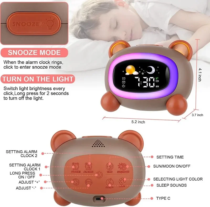 Sleep Training Alarm Clock for Kids: Wake-Up Sound Machine Birthday Gift for Boys and Girls 13 kf S68d2871878e5474da55534776f877f0ff