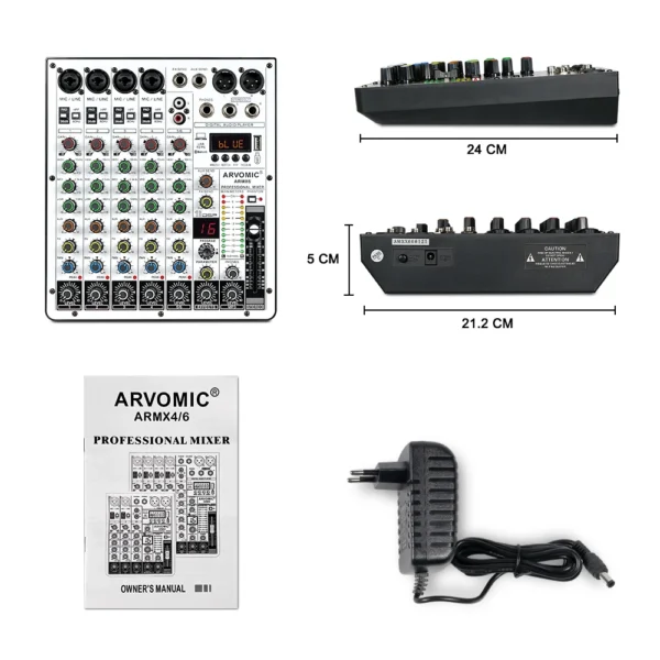 kf-S6919b407d7214e1a85b6aa82d5ce5d07o Professional 6-Channel DJ Audio Mixer with USB Interface, Bluetooth, 16 DSP Effects, 3-Band EQ, and Portable Design (ARMX-6)