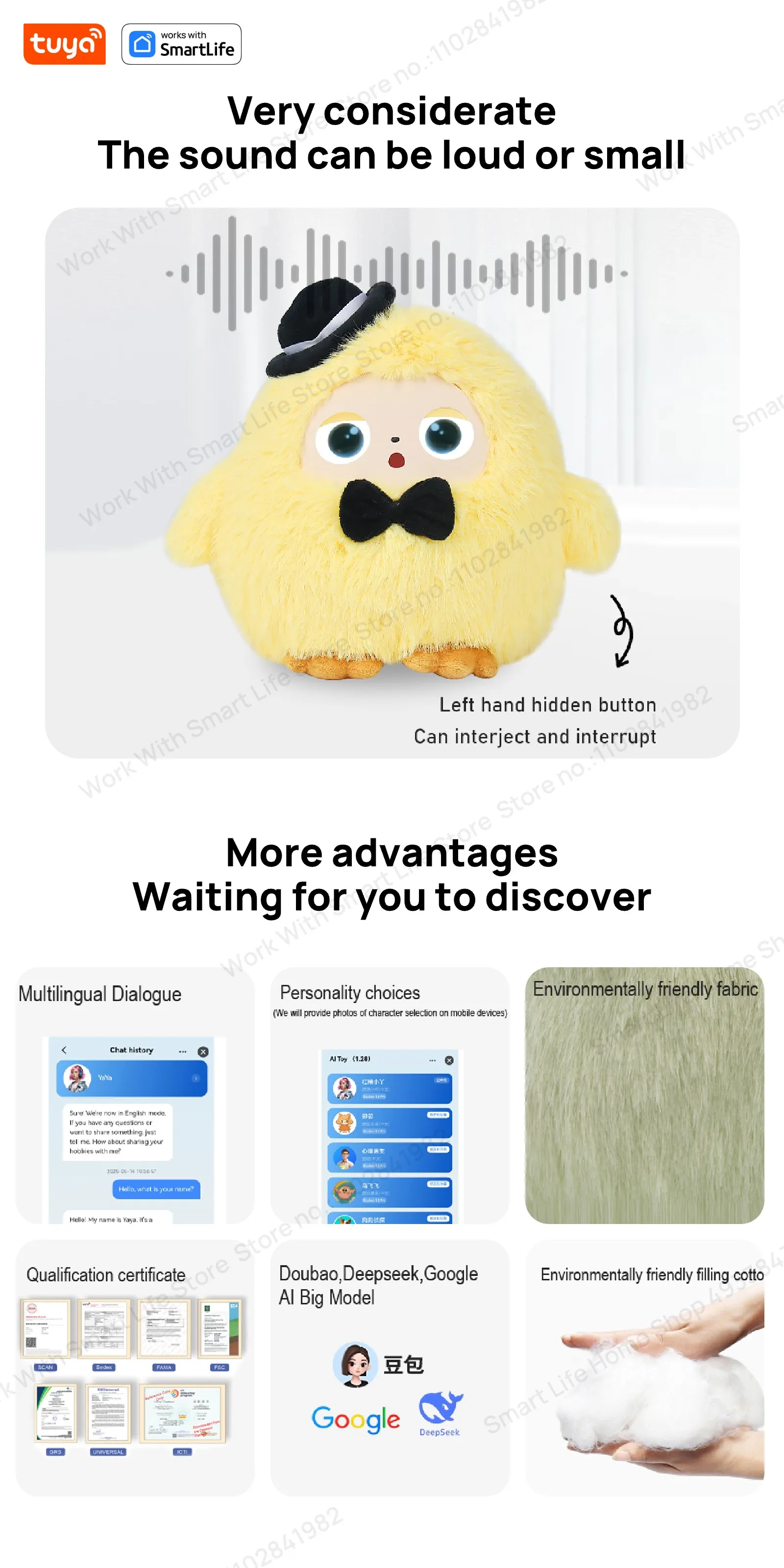 AI Smart Plush Toy with Voice & LED Eyes: Interactive Gift for Kids and Adults - Rechargeable E-Pet with Tuya App Fun Life Experience 10 kf S746cf507f4604e328a3c2eba99f1a41dd