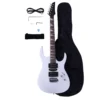 Novice Entry Level 170 Electric Guitar with HSH Pickup, Bag, Strap, Paddle, Rocker, Cable Wrench Tool - White