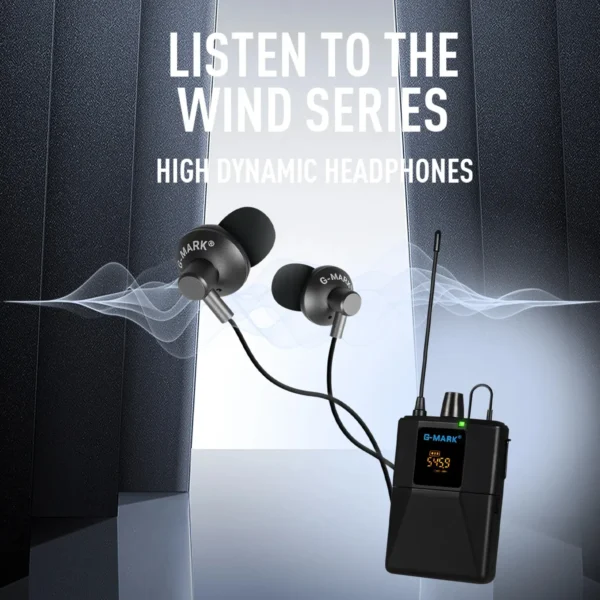 Trådløs In-Ear Monitor G-MARK G2.1 IEM UHF Scene Retur Studio Frekvensvalgbar for Gitar Band, Opptredener og DJ-fester