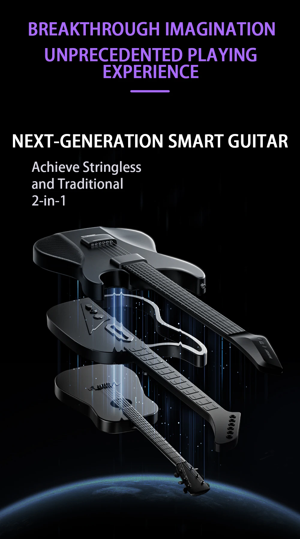 AeroBand Detachable Electric Guitar with Pain-Free Silicone Strings - 9 Sound Styles, Acoustic Bass Mic Port Included 6 kf S9bf518dd597c48869b42611527a3eaecZ