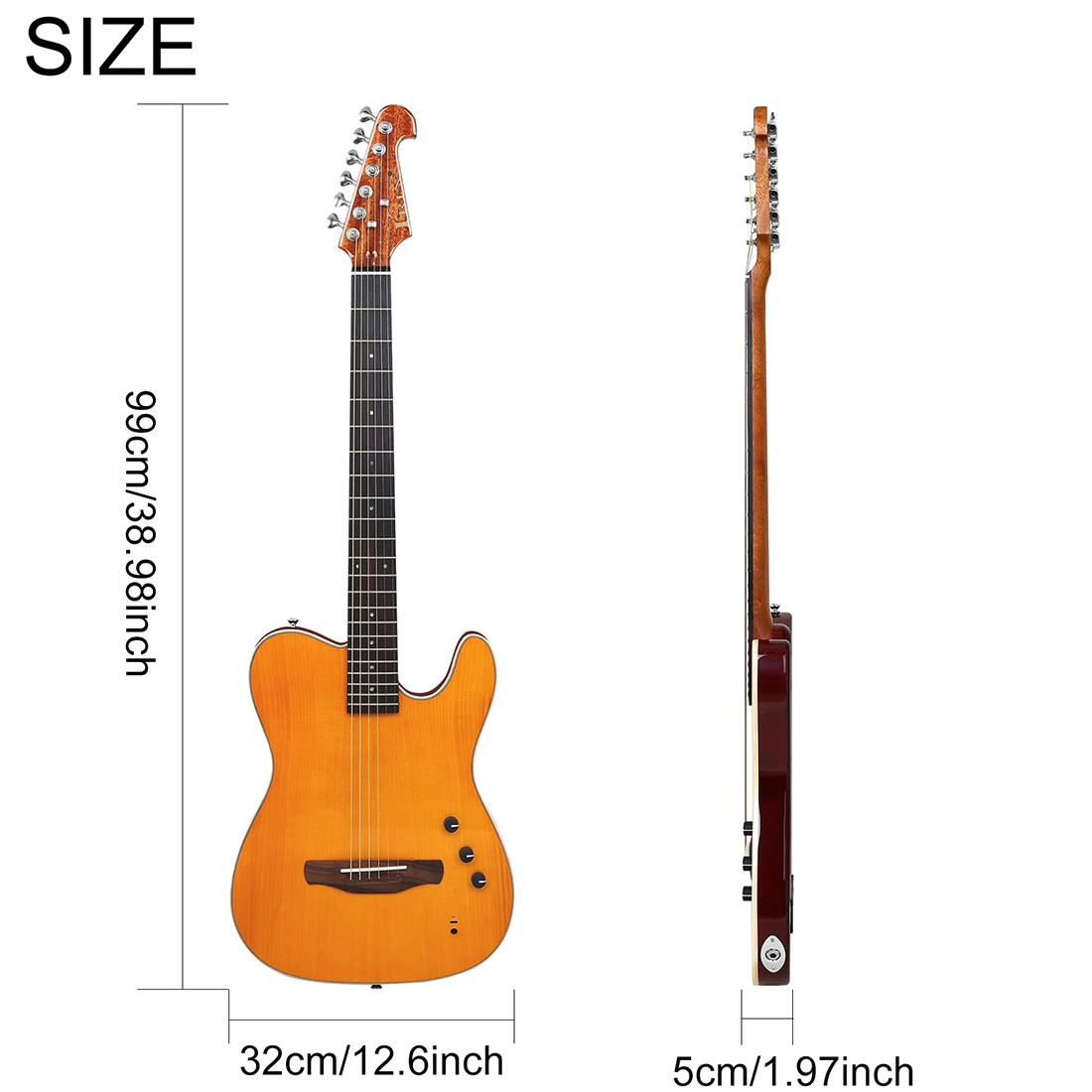IRIN Silent Electric Acoustic Guitar - 39" Thin Body Spruce Panel 6 String Folk Guitar with Bag & Adapter Cable 10 kf Sa94afa0aae904be8b4e8f14eb83dd220H