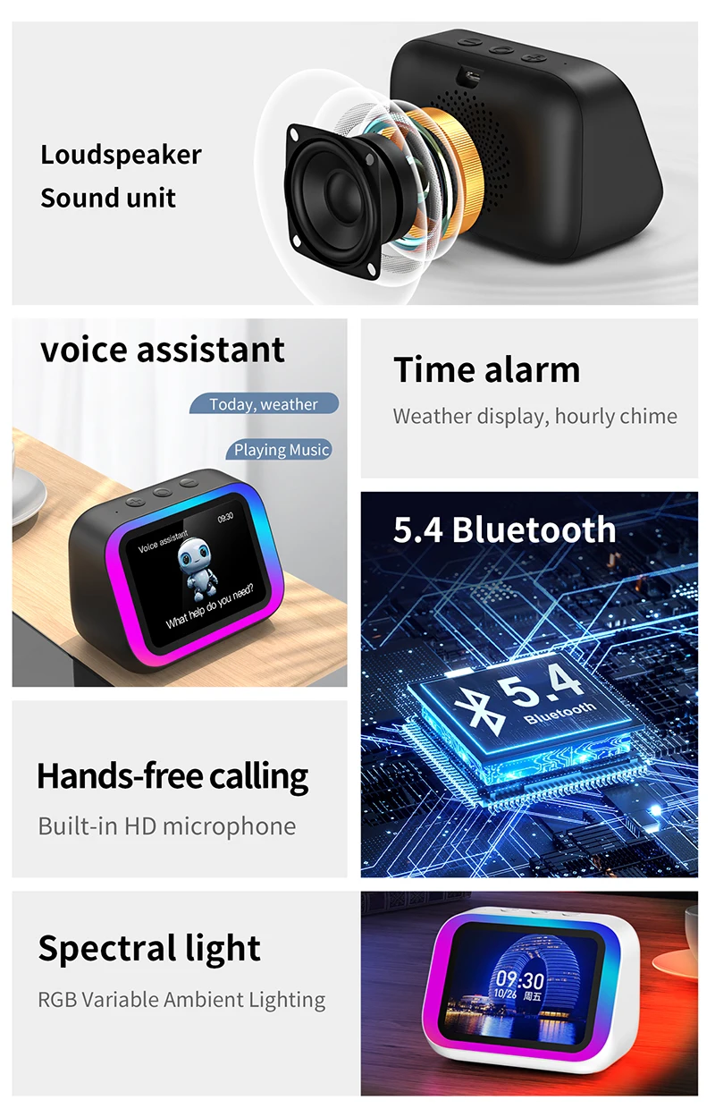 Smart Bluetooth Alarm Clock with Weather Display, Night Light, Music, Stories, and Photo Frame - Perfect Gift with Bluetooth APP 4 kf Saa0d0a7474e44866a8291feb4b81dd7de