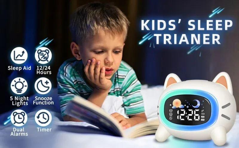 Sleep Training Alarm Clock for Kids: Wake-Up Sound Machine Birthday Gift for Boys and Girls 10 kf Sabe15d23ce474ba498f3684a9235f197L