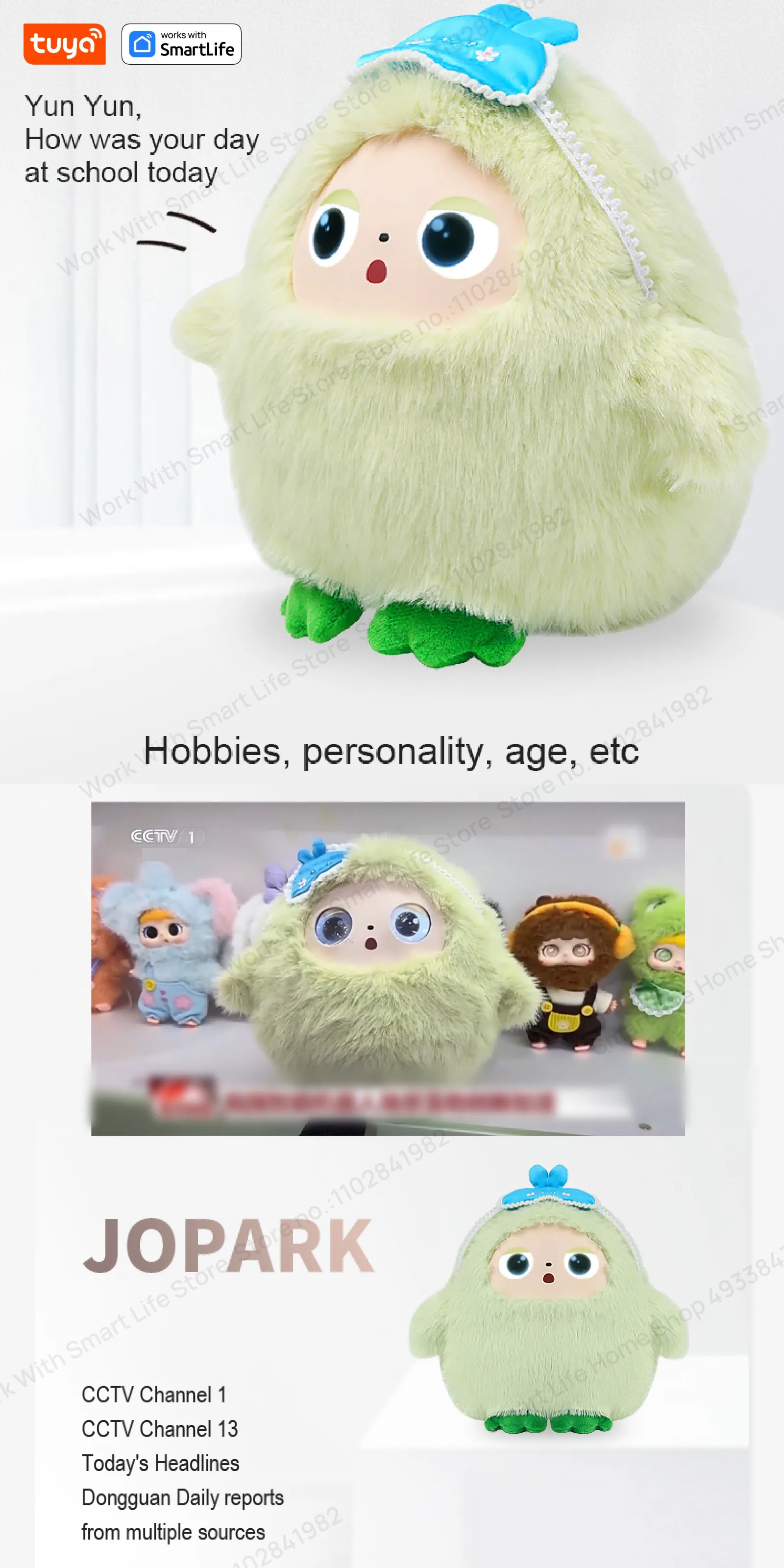 AI Smart Plush Toy with Voice & LED Eyes: Interactive Gift for Kids and Adults - Rechargeable E-Pet with Tuya App Fun Life Experience 6 kf Sb3ae518e77944207b0ca92fb897851988