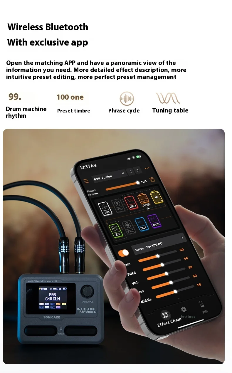 SONICAKE Pocket Master Electric Guitar & Bass Amplifier with Customized 1.77 LCD Screen, Modeling IR Multi-Effect, OTG Looper & Gifts 11 kf Sb8c4f229dd464c35b442eb14dd0a2fa3B