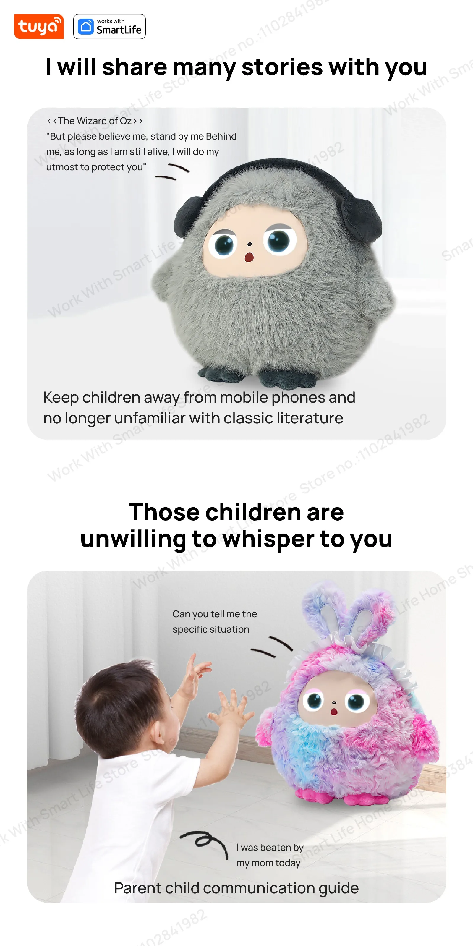 AI Smart Plush Toy with Voice & LED Eyes: Interactive Gift for Kids and Adults - Rechargeable E-Pet with Tuya App Fun Life Experience 9 kf Sc9fb664b809d4f7781f12619817afa86j