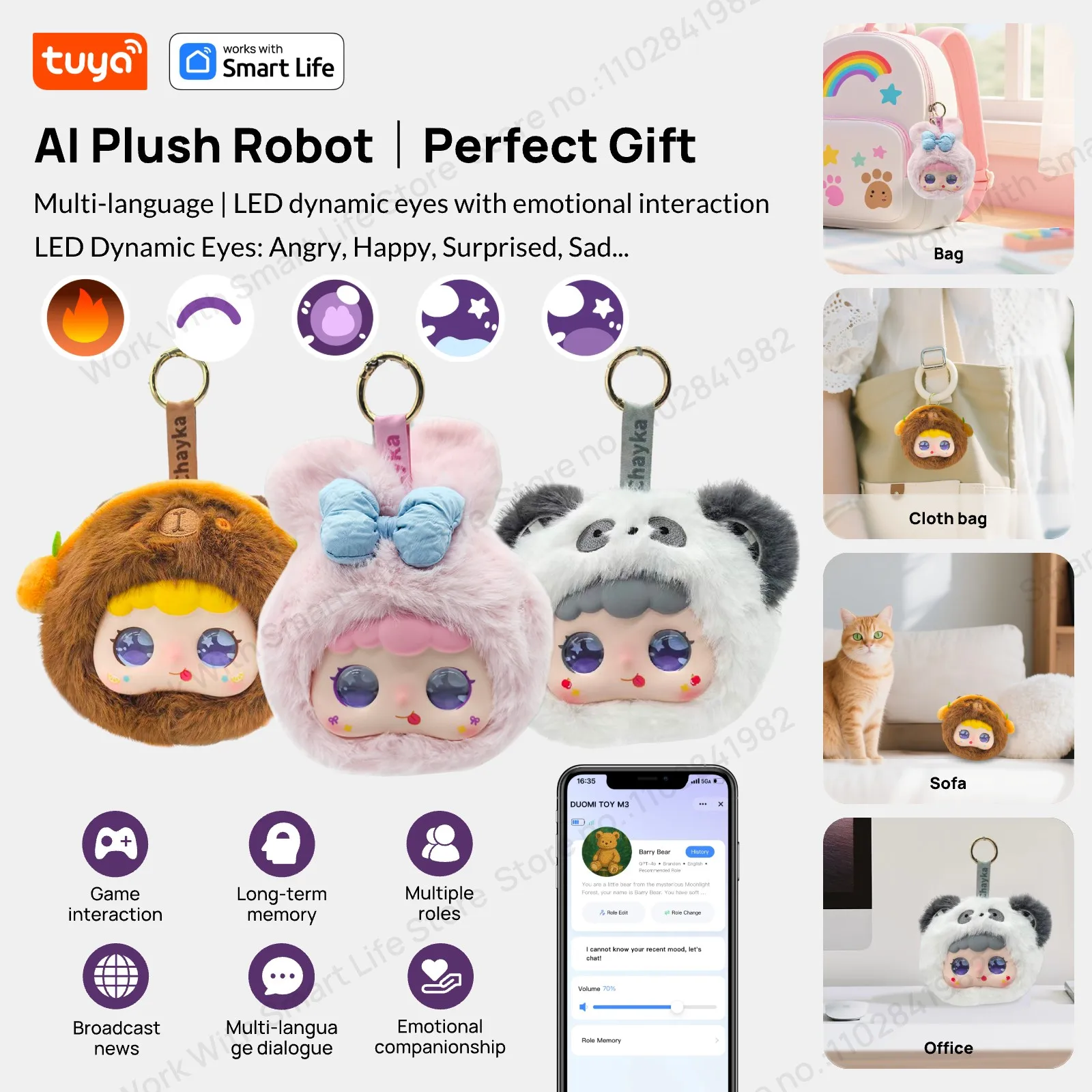 Tuya Smart AI Plush Robot with LED Eyes and Voice Control: Interactive Smart Toy for Kids, USB Rechargeable Companion Perfect for Home and Gift Giving 2 kf Sce134c75c43242ae93b3dc8745aea0a1Z