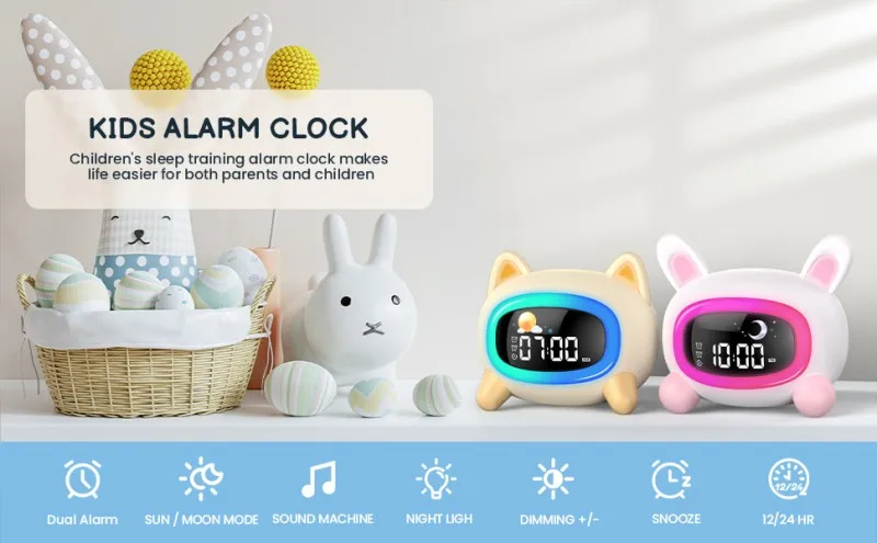 Sleep Training Alarm Clock for Kids: Wake-Up Sound Machine Birthday Gift for Boys and Girls 2 kf Se51456cf5da947ee85d852834f05a300P