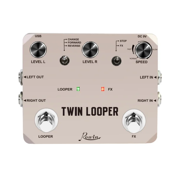 Rowin LTL-02 Twin Looper Pedal: 10-Minute Studio-Grade Looping with Unlimited Undo/Redo & 11 Premium Effects