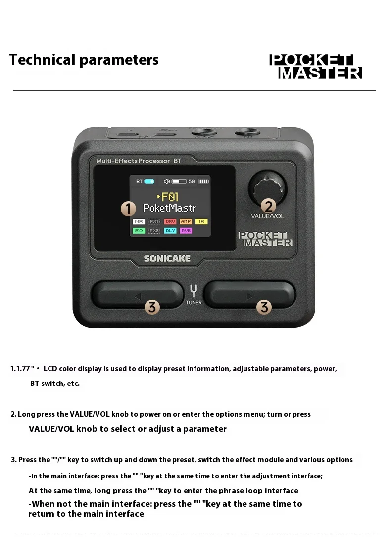 SONICAKE Pocket Master Electric Guitar & Bass Amplifier with Customized 1.77 LCD Screen, Modeling IR Multi-Effect, OTG Looper & Gifts 16 kf Sf1d1350f19f0444fbc96c350fba3f133e