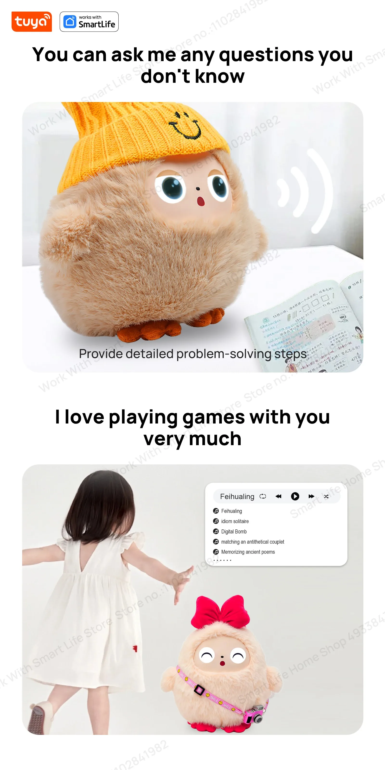 AI Smart Plush Toy with Voice & LED Eyes: Interactive Gift for Kids and Adults - Rechargeable E-Pet with Tuya App Fun Life Experience 8 kf Sf3ec49e31c4146d396db4b9d7b27e442y