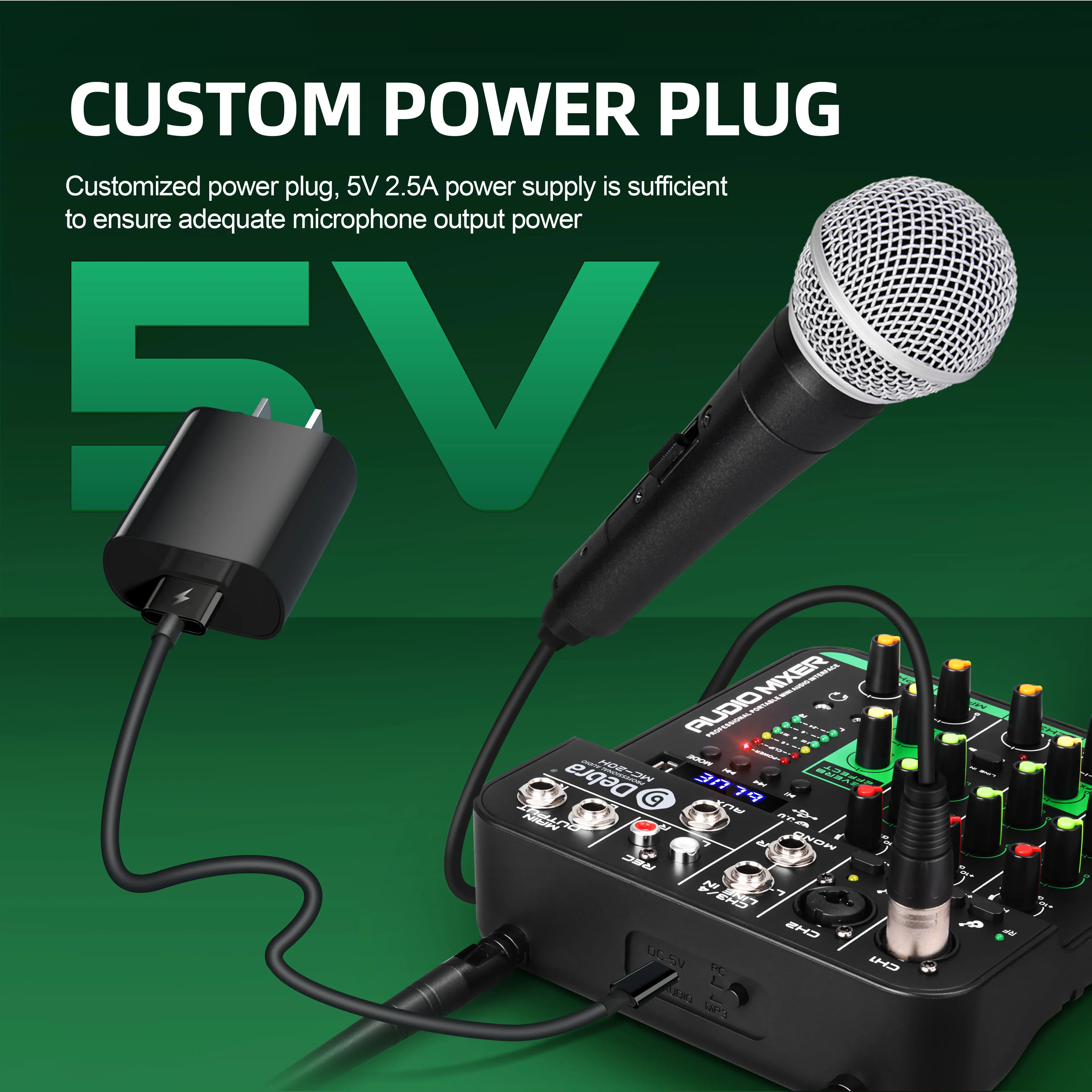 Debra 4-Channel Audio Mixer with UHF Wireless Microphone, Bluetooth Recording, PC Compatibility, Delay and Repeat Effect Audio Interface Mixing Console 4 kf Sf57ea04ff55a4786947d7b34b304018bO