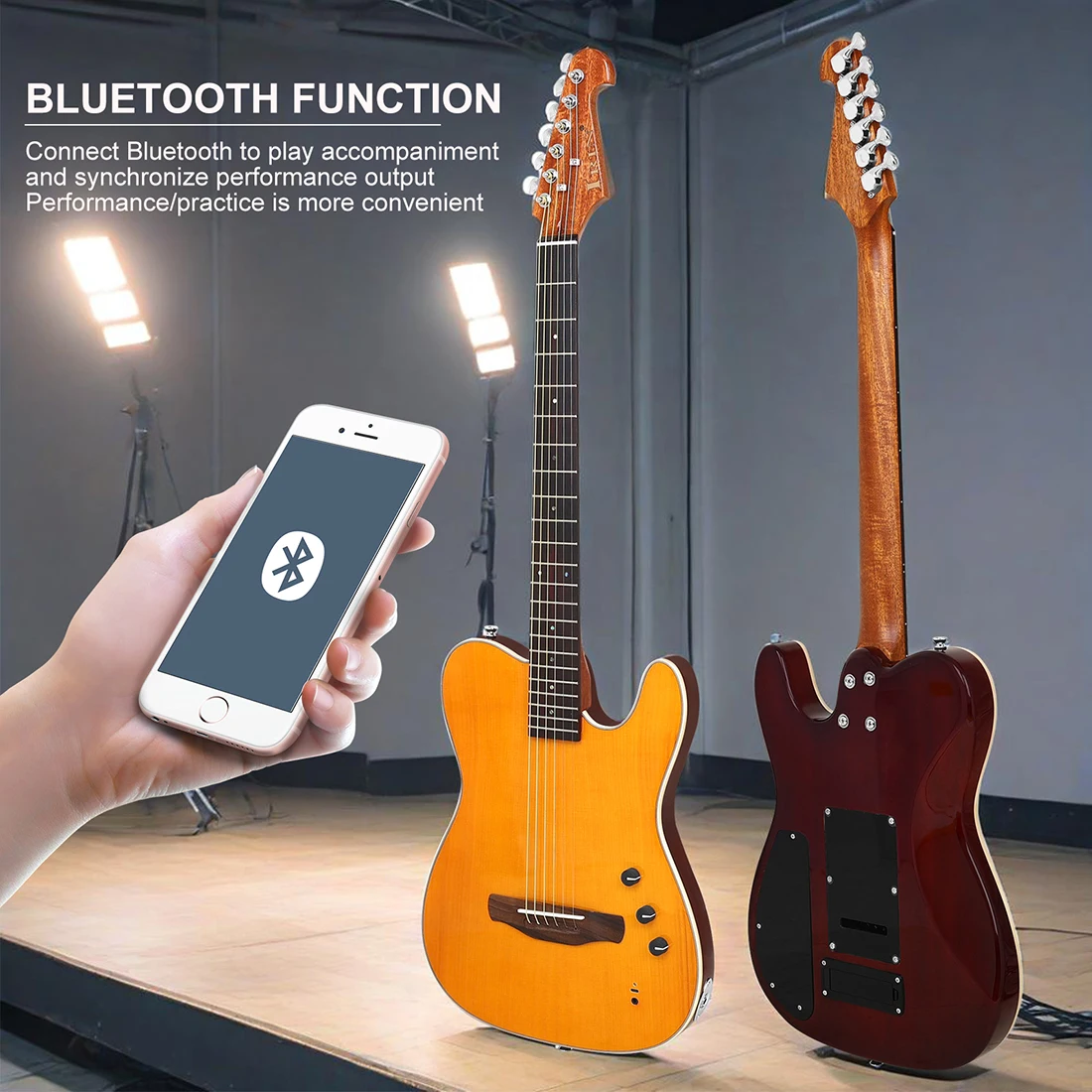 IRIN Silent Electric Acoustic Guitar - 39" Thin Body Spruce Panel 6 String Folk Guitar with Bag & Adapter Cable 3 kf Sfa65bc25328a4f0da768ba5896d93aa3g