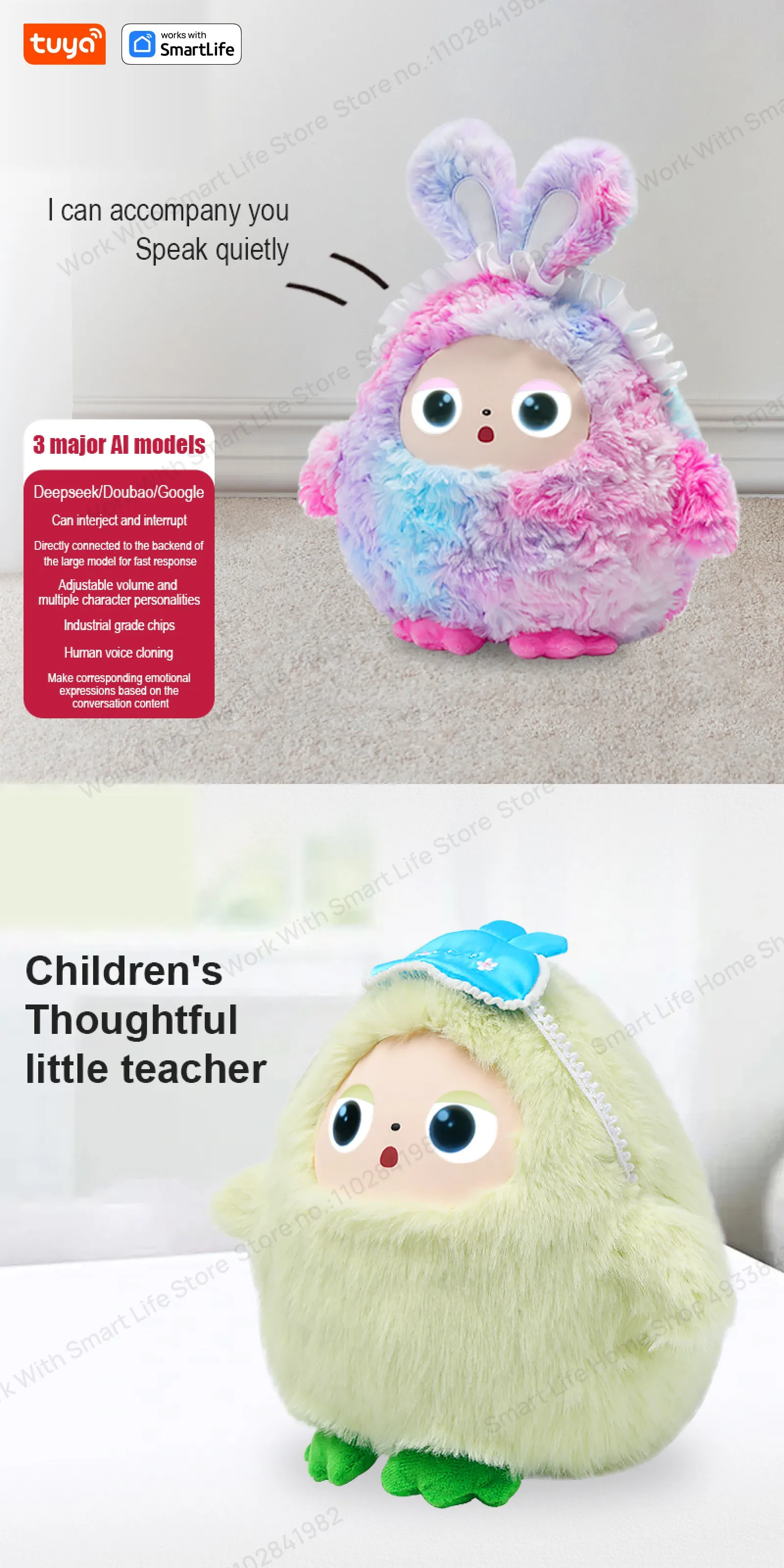 AI Smart Plush Toy with Voice & LED Eyes: Interactive Gift for Kids and Adults - Rechargeable E-Pet with Tuya App Fun Life Experience 3 kf Sfc81c596035a431ab13c5132733885acY