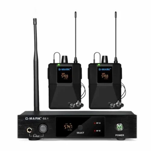 Wireless In-Ear Monitor G-MARK G2.1 IEM UHF Stage Return Studio Frequency Selectable for Guitar Bands, Performance, and DJ Parties