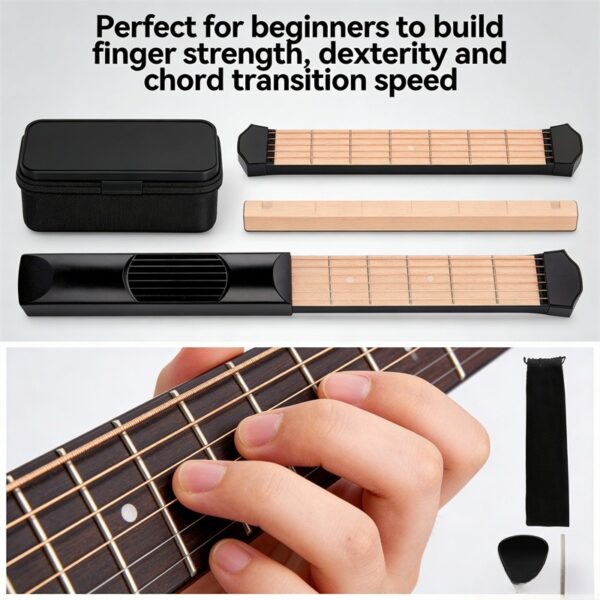 zqKWus6f Guitar Chord Trainer Tool - Portable Finger Assistant for Acoustic Guitar 6-Fret Practice