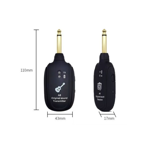 A8 Trådløst Gitar System for Elektrisk Gitar & Bass - 2.4GHz Sender/Mottaker